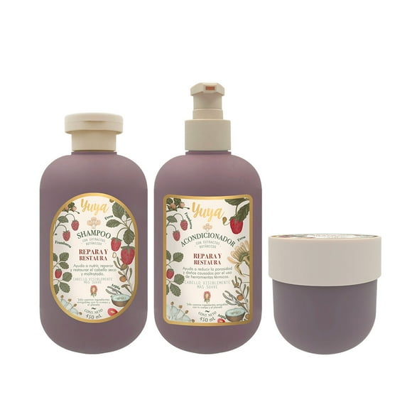 Set Tratamientos Capilares ARGÁN Y PANTENOL Repara Yuya 1 Shampoo 450mL 1 Acondicionador 450mL 1 Tratamiento capilar 350mL