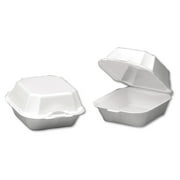Genpak 1-Comp Foam Sandwich Containers, Large, White, 500 count
