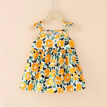 

Leutsin Summer Toddler Baby Girls Sleeveless Sling Dress Graphic Print Children s Clothing