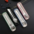 thumbnail image 2 of 304 stainless steel tableware set spoon chopsticks a set of outdoor student fork portable Gift, 2 of 3