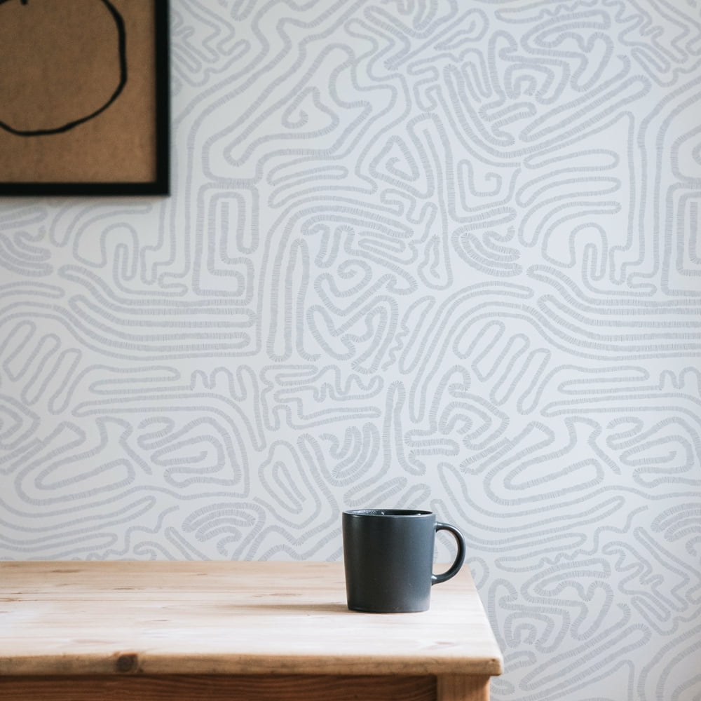 Tempaper Sketch Grey Peel and Stick Wallpaper, 20.5" x 16.5'