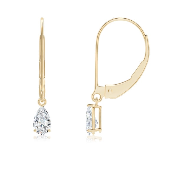 ANGARA Lab Grown Diamond Leverback Drop Earrings for Women in 14K Yellow Gold (Size-5x3mm| Color-F-G| Clarity-VS) | April Birthstone, Anniversary, Jewelry Gift for Women | Lab-Grown Diamond Earrings