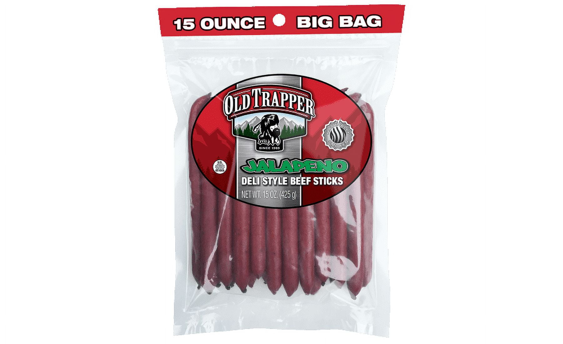 Old Trapper Jalapeno Smoked Beef Stick 15oz Resealable Bag
