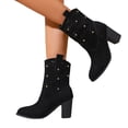 thumbnail image 5 of Willtoo Women's Cowboy Cowgirl Ankle Booties Western Stylish Faux Leather Low Heel Boots, 5 of 7