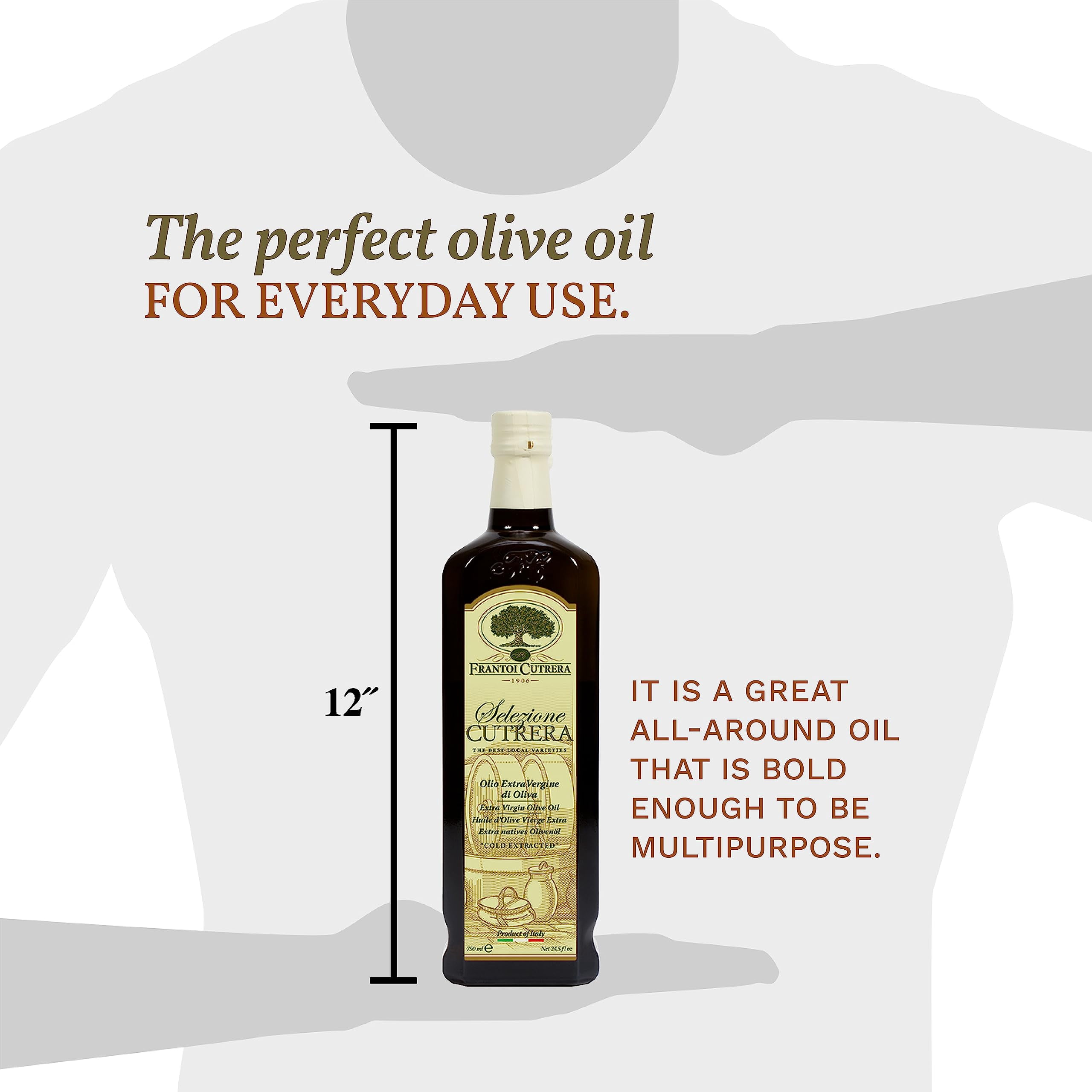 Frantoi Cutrera - Selezione - Extra Virgin Olive Oil from Italy, Sicilian Pure EVOO, Premium 2022/23 Early Harvest First Cold Pressed, Olive Oil High in Polyphenols, 24.5 Fl Oz (Pack of 2)
