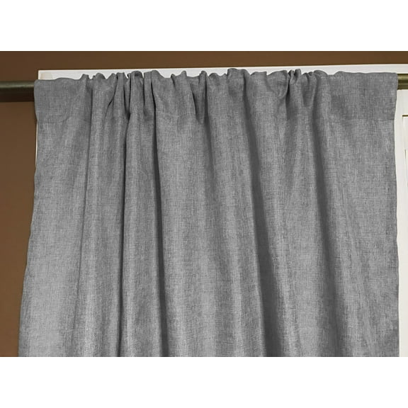 Faux Burlap Texture Polyester Solid Single Curtain Panel 58 Inch Wide Silver