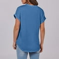thumbnail image 4 of Blusas para las Mujeres Casual Verano Botón Sólido V-Cuello Suelto Camiseta, Moda Algodón/Lino Mezcla Blusa, 4 of 9