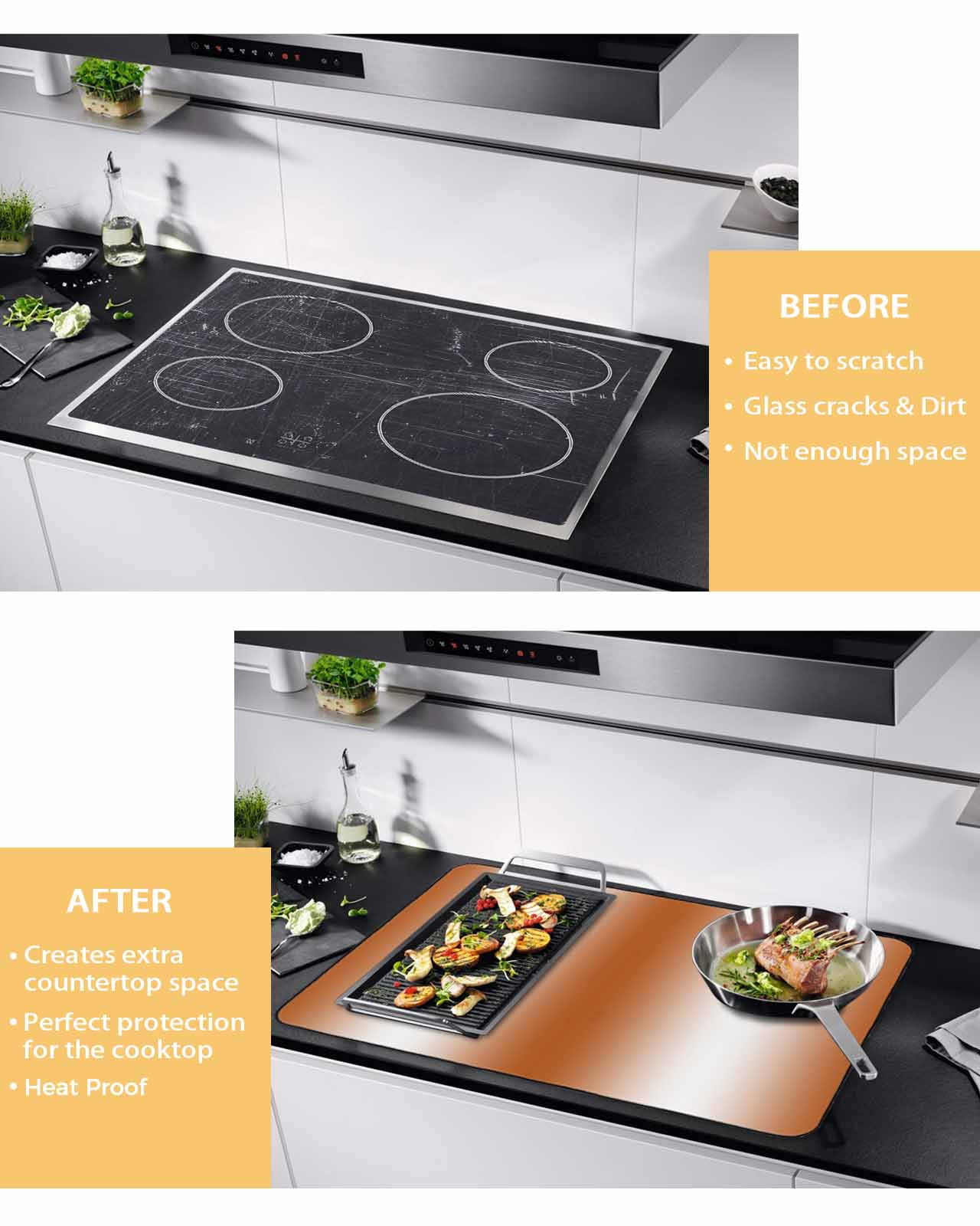 nqOlkjepod Large Induction Cooktop Protector Mat 24"x21", Orange White Ombre Stove Top Covers for Electric Stove, Farmhouse Country Minimalist Art Stove Burner Cover Mats, Glass Top Stove Cover