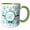 Green/White, variant on 3drose, Elegant Green and Silver Heart Damask Monogram Letter H, 11oz Two-tone Black Mug