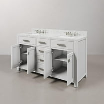 Water Creation Madison 60" Wood Double Bathroom Vanity in White/Chrome