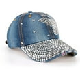 thumbnail image 4 of Hats For Womens Womenbutterfly Denim Rhinestone Baseball Caps Snapback Hop Flat, 4 of 6