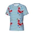 thumbnail image 3 of Rocae Red Funny Crab on Blue Stripe for Men's Moisture-Wicking Crew Tee - T-Shirt for Sports, Outdoor Activities, and Casual WearLarge, 3 of 9