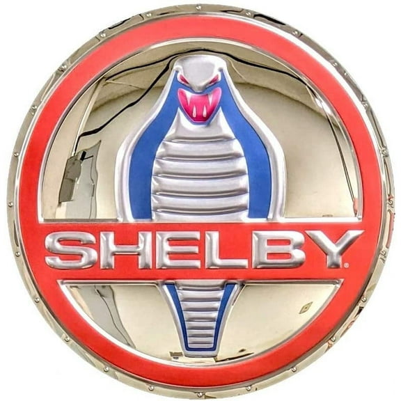 Classic Shelby Cobra Badge Stainless Steel Wall Hanging Sign - Blue/Red/Chrome : 22" x 22"