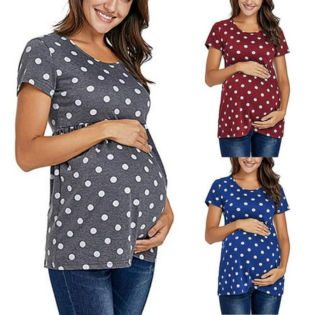 

SAYFUT Plus Size Women Maternity Tops T-Shirt Ladies Summer Casual Pregnancy Blouse Tee