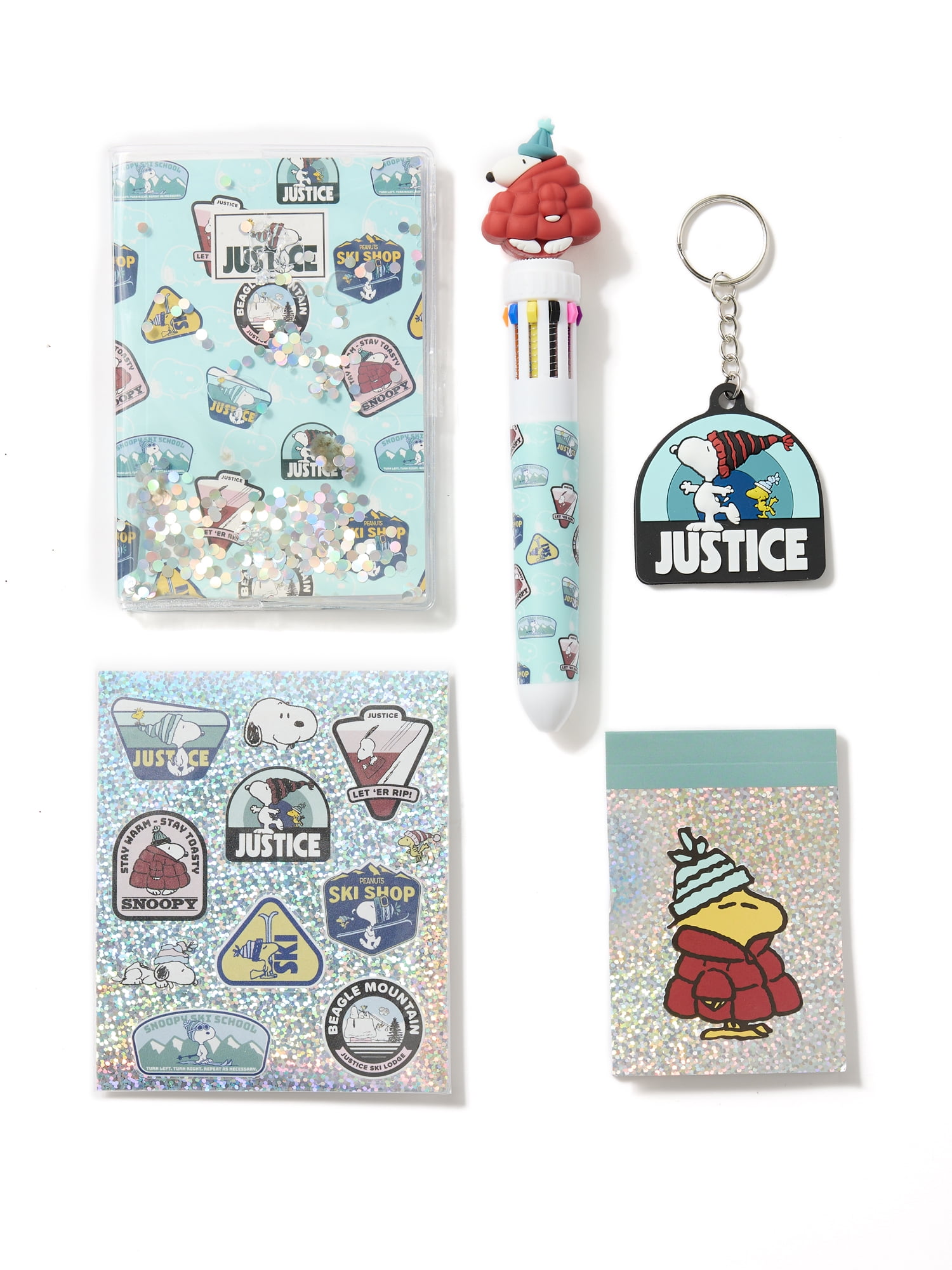SNOOPY6点セット Justice Peanuts Kids White Snoopy Stationery Set with Case, 6