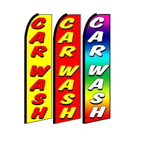 Car Wash King Sized Flags Pack of 3 | 3 ft x 11.5 ft Car Wash Signs | Weatherproof Polyester Flags for Car Wash Signs | Outdoor Advertising Flags for Businesses (Hardware Not Included)