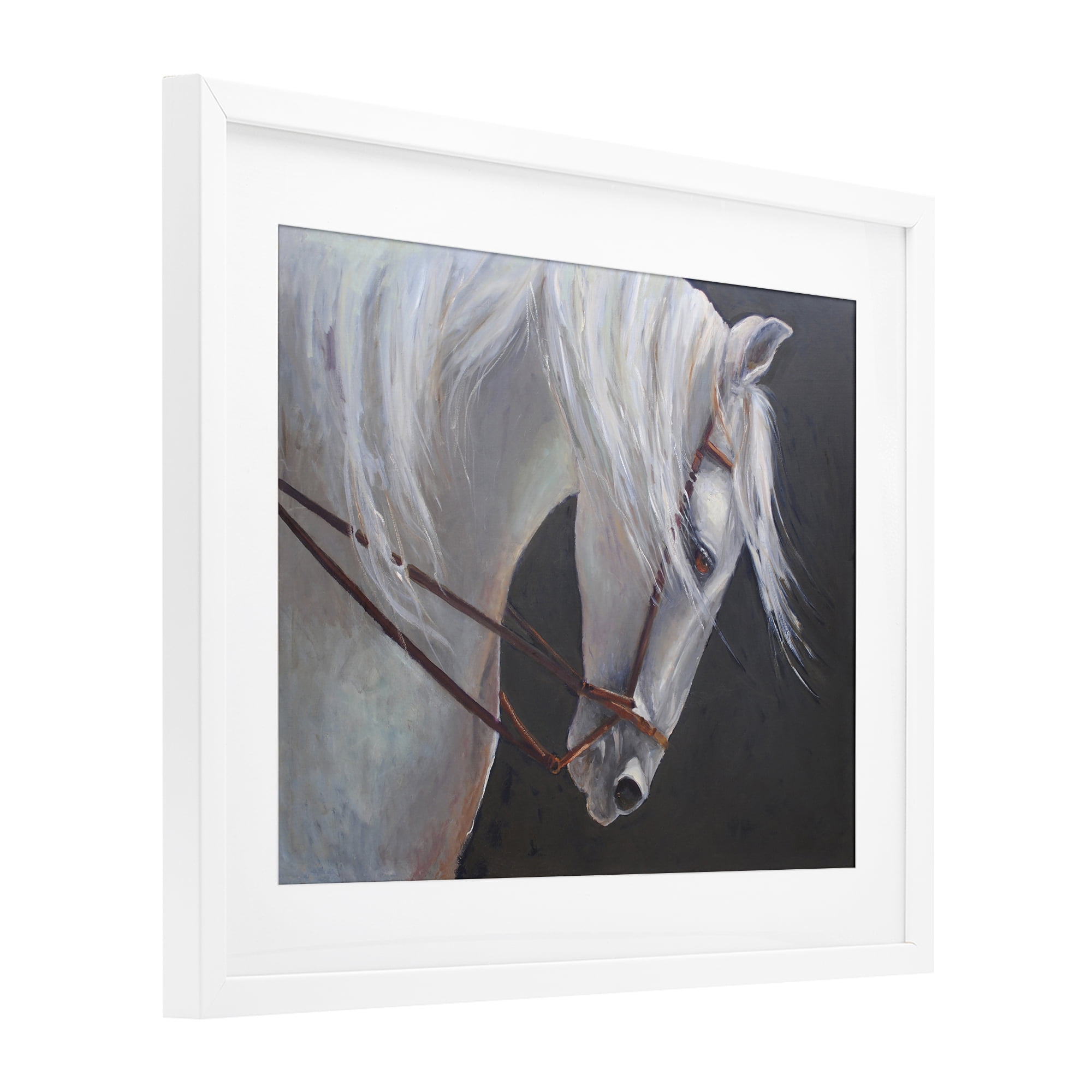 Stupell Industries Majestic White Mare White Framed Print Under Glass, design by Jadei Graphics