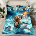 thumbnail image 2 of Manfei Pet Animal Kitten Twin Sheet Sets,Ocean Animal Shark Twin Fitted Sheet,Nautical Adventure Flat Sheet For Girls Teens,Ultra Soft Home Decor,3 Pieces, 2 of 7
