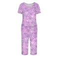thumbnail image 7 of Valentines Day Women Pajama Set 2026 Lounge Heart Printed Plus Size Short Sleeve and Capri Trousers Sets with Pockets, 7 of 7