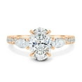 thumbnail image 2 of ESTE ORIGIN 2.00Ct Oval Cut Moissanite Trilogy Engagement Ring – Pear Side Stones, Cathedral 2/3 Pavé Band in 14K Rose Gold for Women, 2 of 7