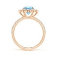 thumbnail image 2 of Angara Natural 1.12 Ct. Aquamarine with Diamond Halo Ring in 14K Rose Gold for Women (Ring Size: 3), 2 of 9