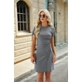 thumbnail image 5 of Women'S Short Sleeve Ruched Casual Sundress Midi Bodycon T Shirt Dress Gray XXL, 5 of 9