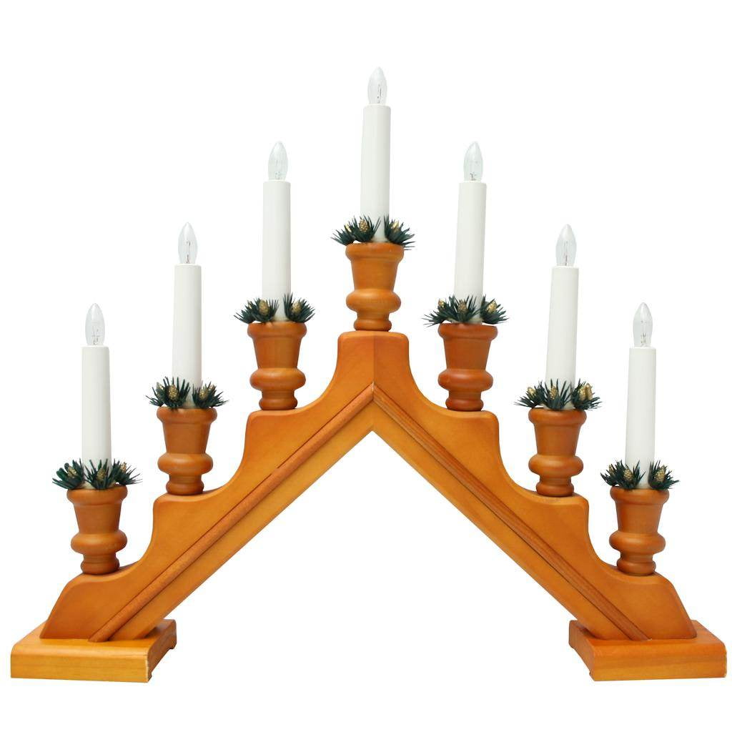 Star Trading 15406 15" x 17.25" 7 Light Electric Brown Wooden Sara