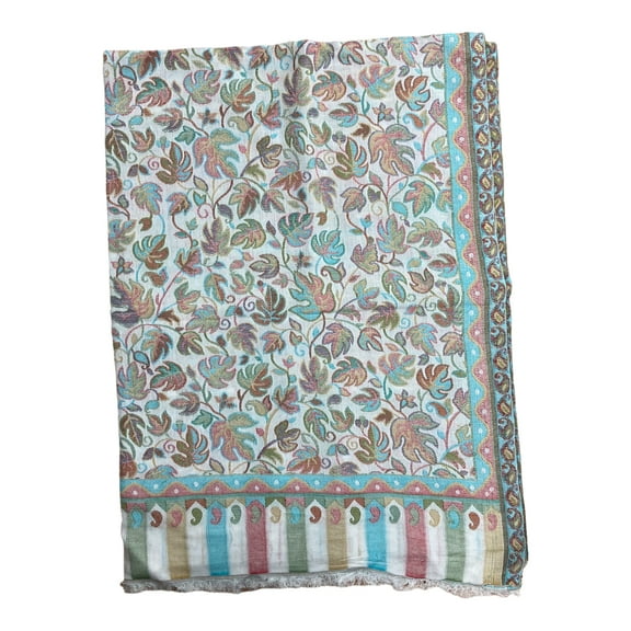 Women's Eggshell White and Purple Modal scarves with Elegant Floral Weaving Summer Spring Accessory Perfect for Outdoor Events Casual Events