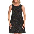 thumbnail image 1 of Easygdp Doodle Dinosaur para Vestido Transpirable de Mujer, Vestido Suelto de Manga Corta con Pliegues y Bolsillos para el Verano, 1 of 7