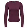 thumbnail image 1 of ONLY Camiseta de manga larga para mujer - ONLRILEY O-NECK TOP, manga larga, cuello redondo, algodón elástico Rojo oscuro L (Large), 1 of 7