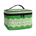 thumbnail image 2 of HELLHERO Travel Makeup Bag Polyester Makeup Brush Holder Bag Wide Open Portable Pouch Double Zip 8.86 x 6.5 x 5.9 Inches Clover Pattern, 2 of 5