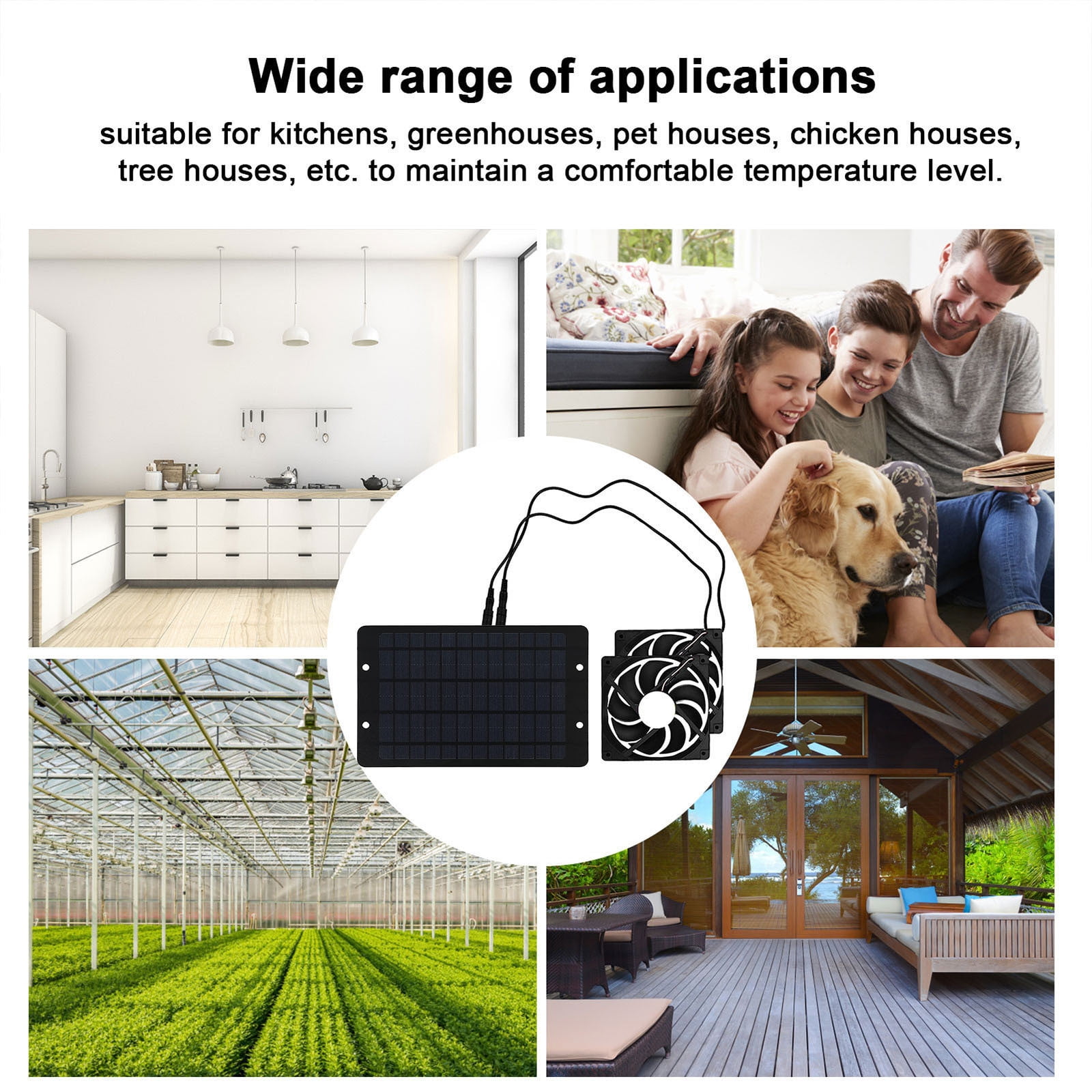 ZestqaQ Solar Panel Chicken Coop Fan, 10W Solar Exhaust Fan with Protective Mesh, Portable Energy-Saving Ventilation for Pet Houses, Greenhouses & More