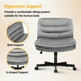 thumbnail image 6 of CloudRest Pro Armless Office Desk Chair, Criss Cross Swivel Chair with Wheels, Wide Seat Adult Vanity Chair for Home Office , Gray, 6 of 7