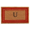 thumbnail image 1 of Calloway Mills 153031830U 18 x 30 in. Red Border Monogram Rectangular Doormat, Natural - Letter U, 1 of 1