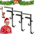 thumbnail image 3 of Neoyler 3 Pack Christmas Decorations Stocking and Garland Hanger with Adjustable Heavy Duty Brick Hooks for Mantels and Festive Display 5.1in Black, 3 of 6