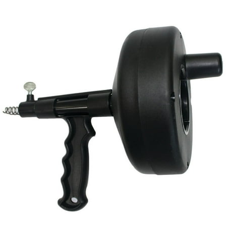 Spring Auger - ProSource Drum Auger, 1/4 In Dia X 15 Ft L High Carbon Steel Spring Cable, Black