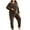 Brown, variant on Lounge Set for Plus Women 2 Piece Pajama Sweatsuit Crew Neck Sweatshirt and Sweatpant Fuzzy Lounge Home Wear Set