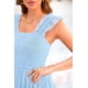 thumbnail image 5 of Vestido PRETTYGARDEN Azul Claro sin Mangas con Fruncido Midi, 5 of 9