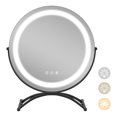 thumbnail image 2 of Gymax 16'' Round Makeup Vanity Mirror 3 Color Dimmable Lights Memory Function Black, 2 of 10