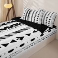 thumbnail image 3 of Homewish Retro Bohemian Geometric Zipper Twin Comforter Sets with Fitted Sheet and 2 Pillowcases,Boho Exotic Style Zipper Bedding Set,White,Black Reversible,4pcs, 3 of 8