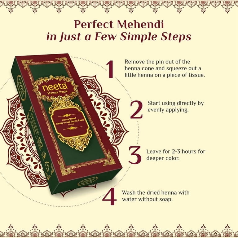 Neeta, Henna Paste for Hair, Reddish Brown, 4 Pack, Long-Lasting