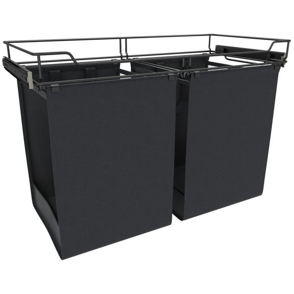 Rev-A-Shelf CSOHSL-30-1 Sidelines 30"W X 21"H Pull Out Double Laundry Hamper - Black