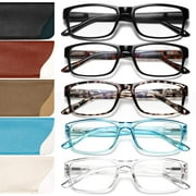 Gaoye Reading Glasses Blue Light Blocking, Readers for Women Men Anti Glare Filter Lightweight Spring Hinge Eyeglasses (5-pack Mix Color with Case, 3.0)