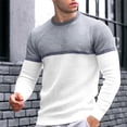thumbnail image 2 of fartey Men's Winter Workout Waffle Tops Casual Fashion Color Block Long Sleeve T Shirts Loose Fit Round Neck Fishing Hiking Pullover Tee Top, 2 of 7