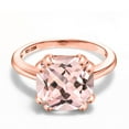 thumbnail image 3 of Gem Stone King 4.32 Ct Cushion Peach Simulated Morganite 18K Rose Gold Plated Silver Double Prong Ring, 3 of 6