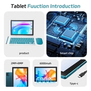 Android 15 Tablet, 10 inch 2 in 1 Tablets with Keyboard, 12GB RAM 64GB ROM 1TB Expand, Quad-Core 2.0Ghz CPU, 5G WiFi 6, BT5.0, 1280x800 HD Touchscreen, 6000mAh, Widevine L1, GMS Tablet, Navy