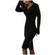 thumbnail image 1 of Vestido con abertura en las nalgas de manga larga para adelgazar sólido con cuello en V sexy para mujer Fridja NMB4614, 1 of 8