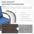 thumbnail image 3 of PARKWELL 5 Pieces 4-Seat Outdoor Conversation Set with 30" Fire Pit Table and Deep Seat Swivel Gliders,Brown Wicker and Navy Cushions, 3 of 12