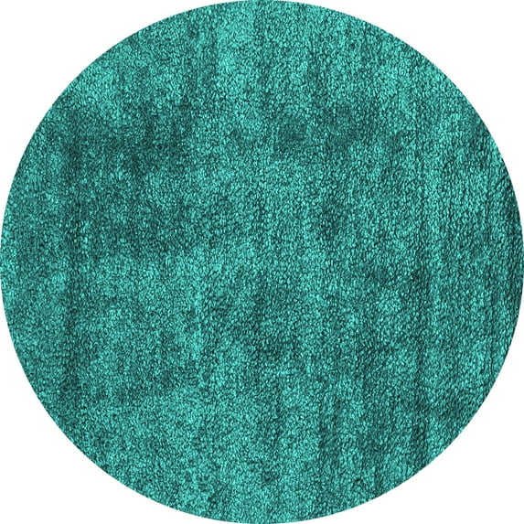 Ahgly Company Machine Washable Indoor Round Abstract Turquoise Blue Contemporary Area Rugs, 5' Round