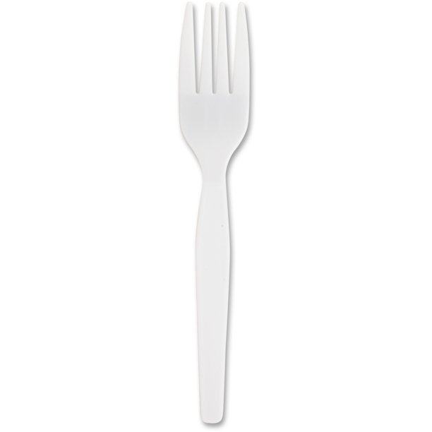 Genuine Joe Heavy/Medium Weight Plastic Forks, 100 Count, White